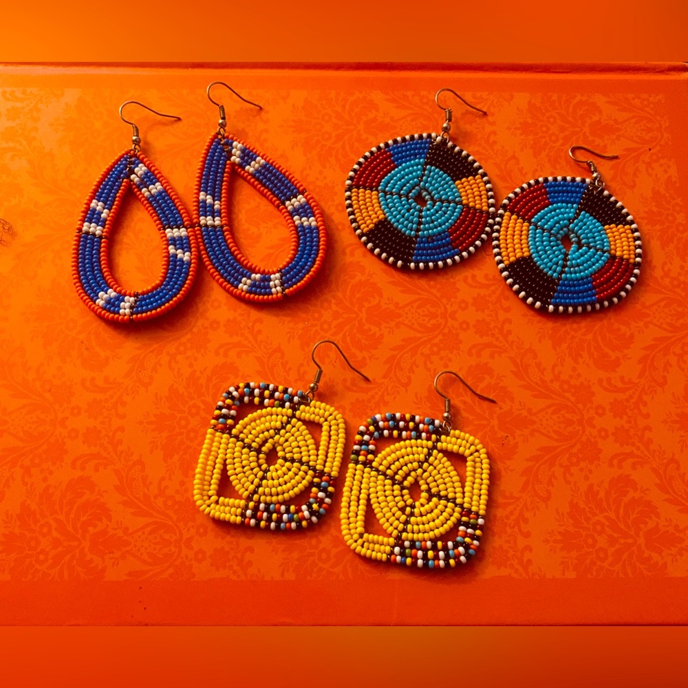 African Maasai tribal earrings